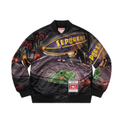Supreme Mitchell & Ness Stadium Satin Varsity Jacket Black - 22SS