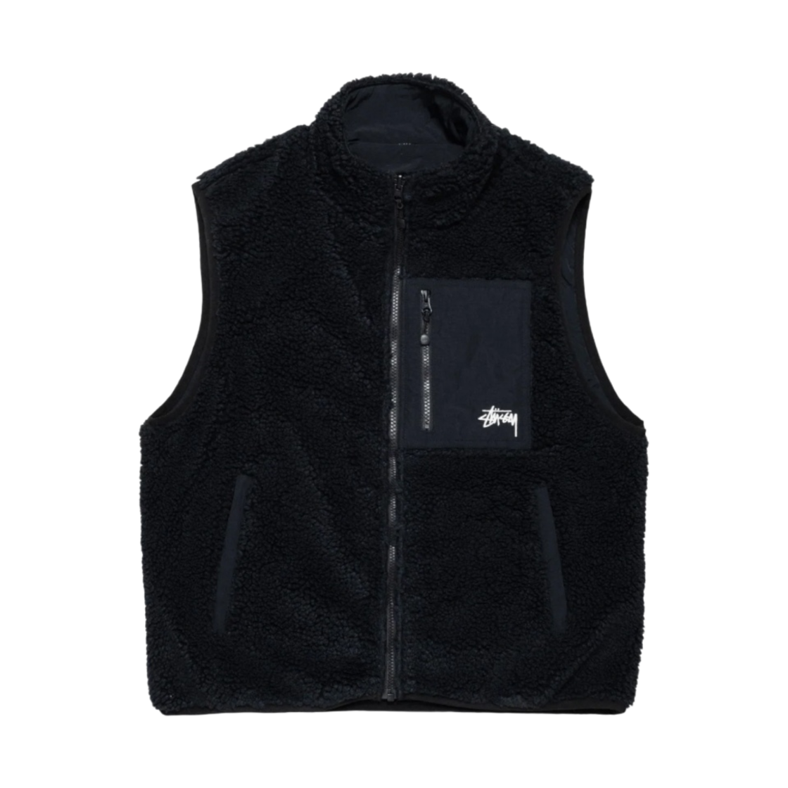118528 Stussy Sherpa Reversible Vest Black