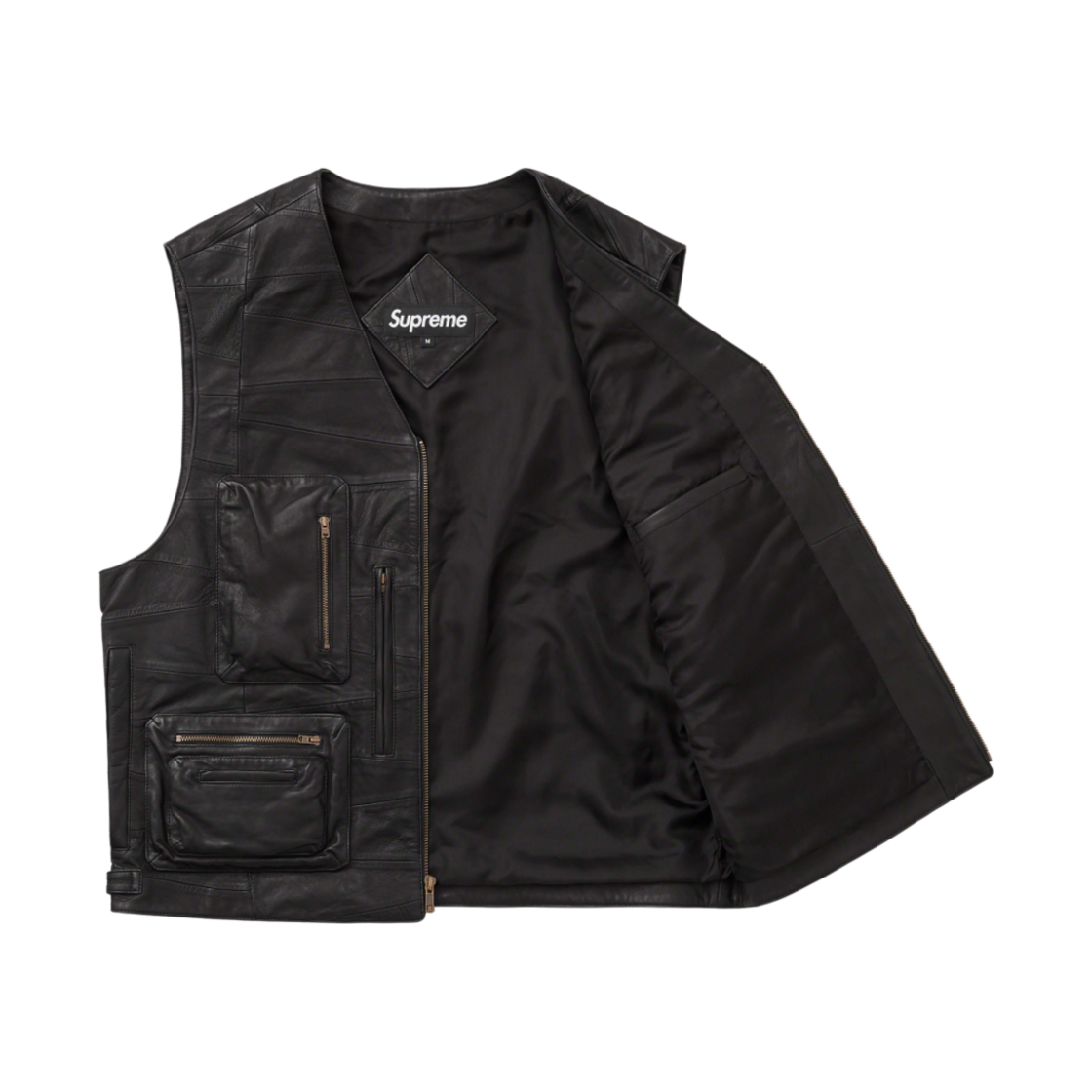 슈프림 패치워크 레더 카고 베스트 블랙 - 23SS(Supreme Patchwork Leather Cargo Vest Black - 23SS) - 3