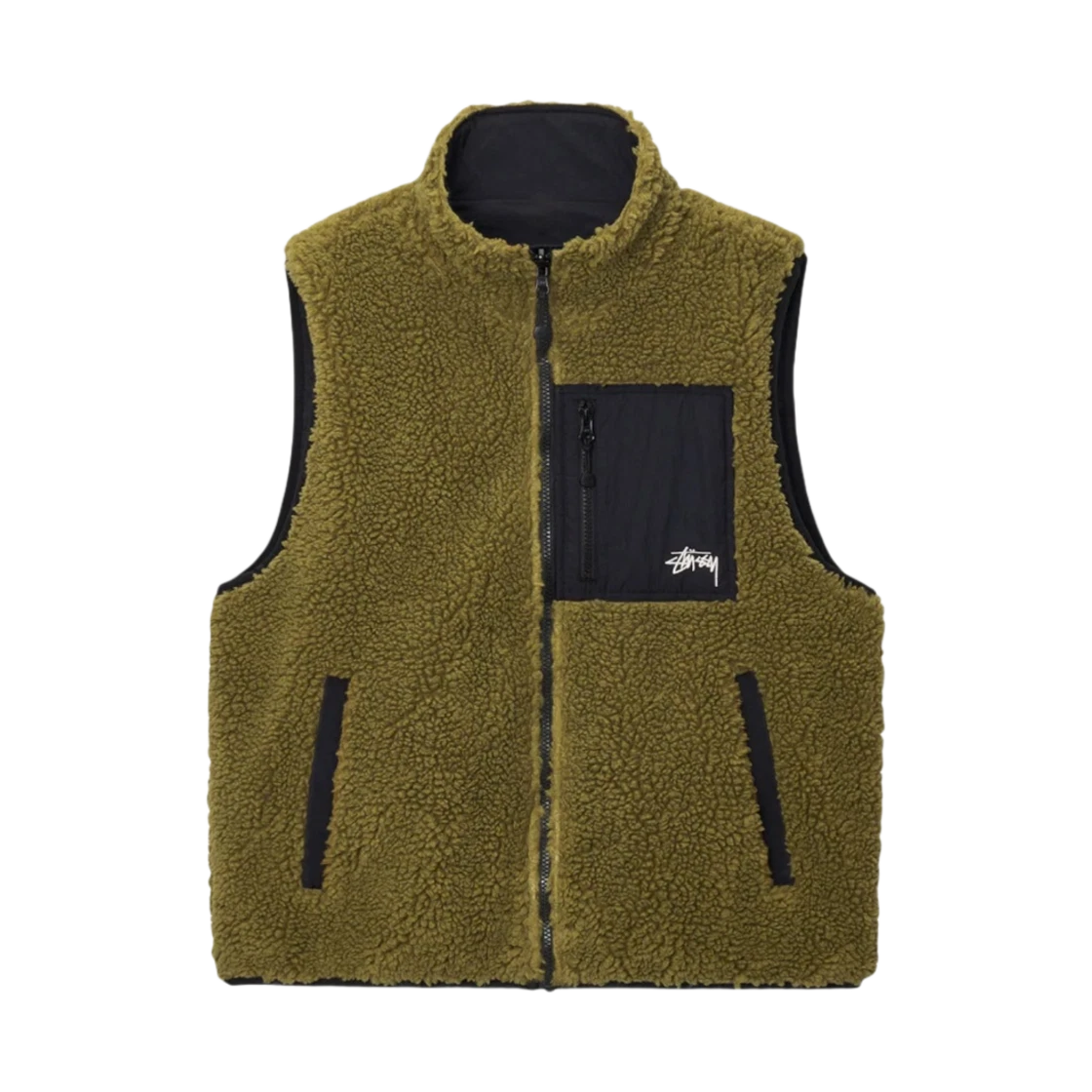 Stussy Stussy Sherpa Reversible Vest Olive · M