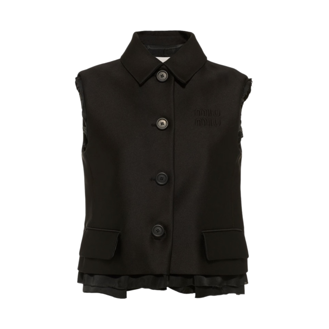 (W) 미우 미우 싱글 브레스티드 라지미르 베스트 블랙((W) Miu Miu Single Breasted Radzimir Vest Black) - 1