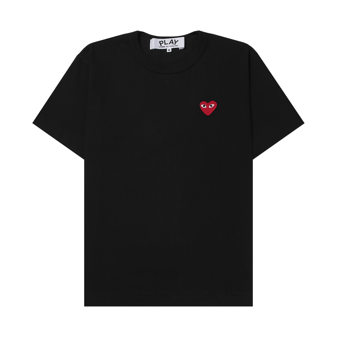 (W) 플레이 꼼데가르송 레드 하트 티셔츠 블랙((W) Play Comme des Garcons Red Heart T-Shirt Black)