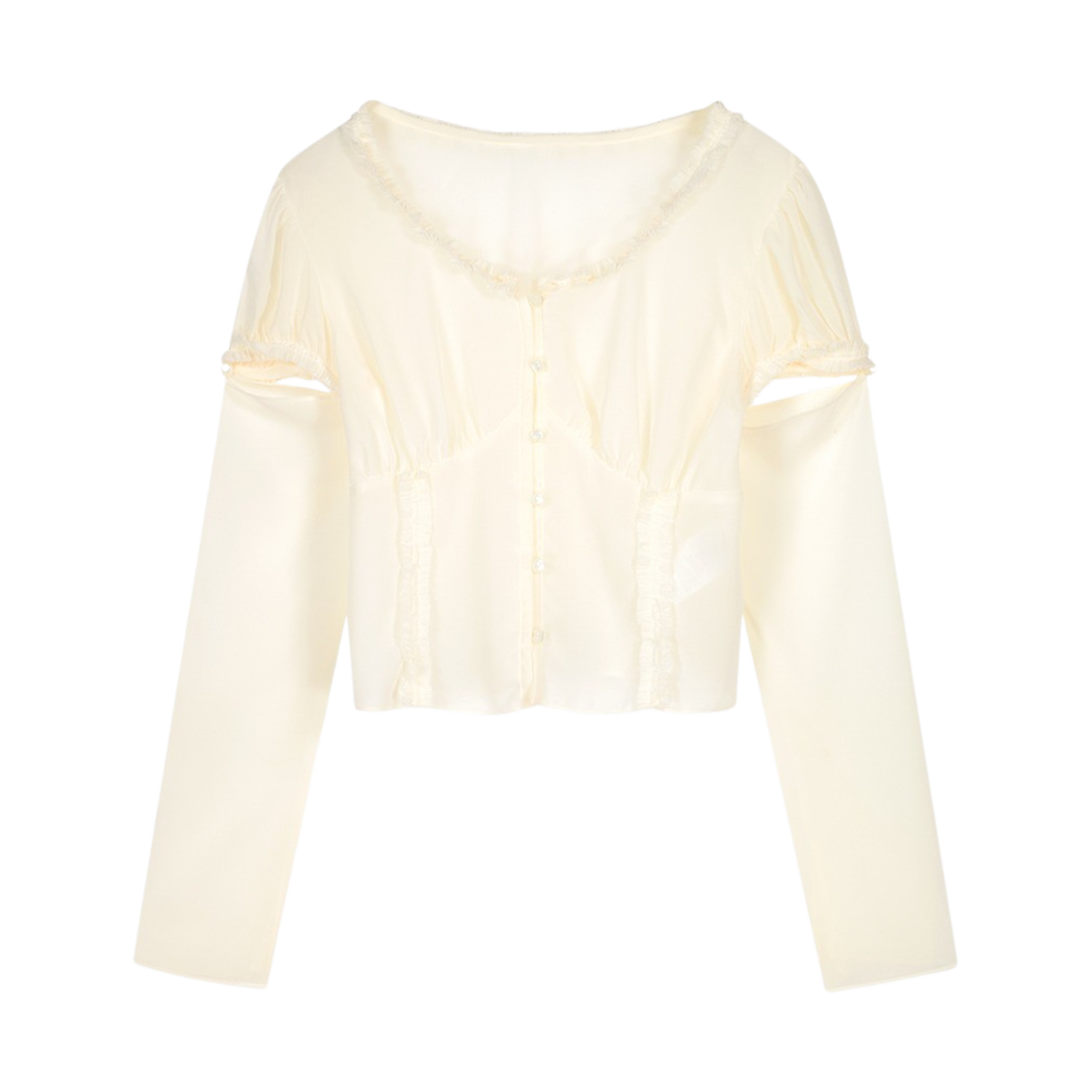 MF2413BL002MCRFR Margarin Fingers Two Way Chiffon Blouse Cream