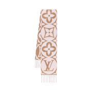 (W) Louis Vuitton LV Medallion Muffler S00 Beige Rose