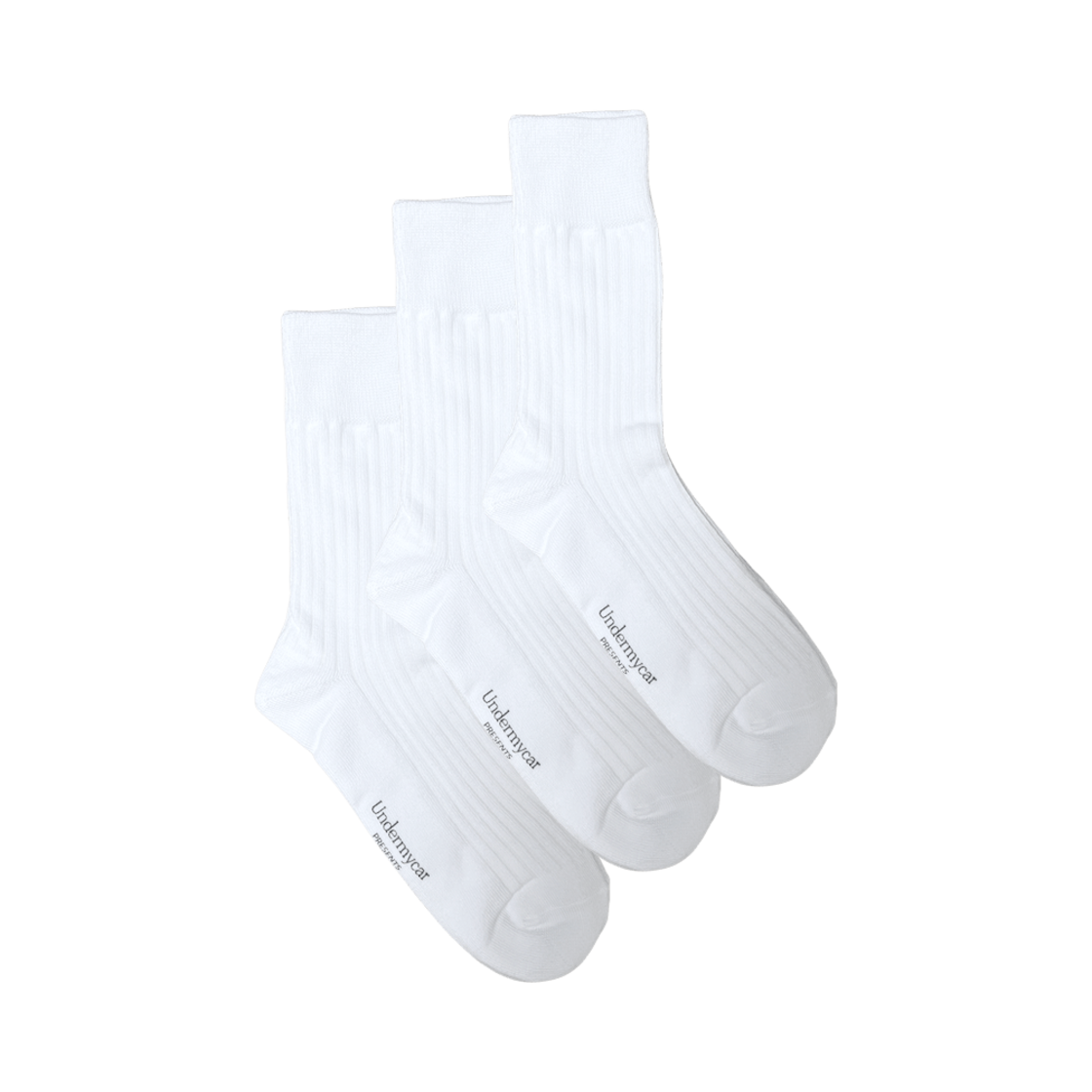 UMCM100WH Undermycar Mu.100 Anti Fxxking Logo Play Basic Socks 3 Pack White - 대표 이미지 #1