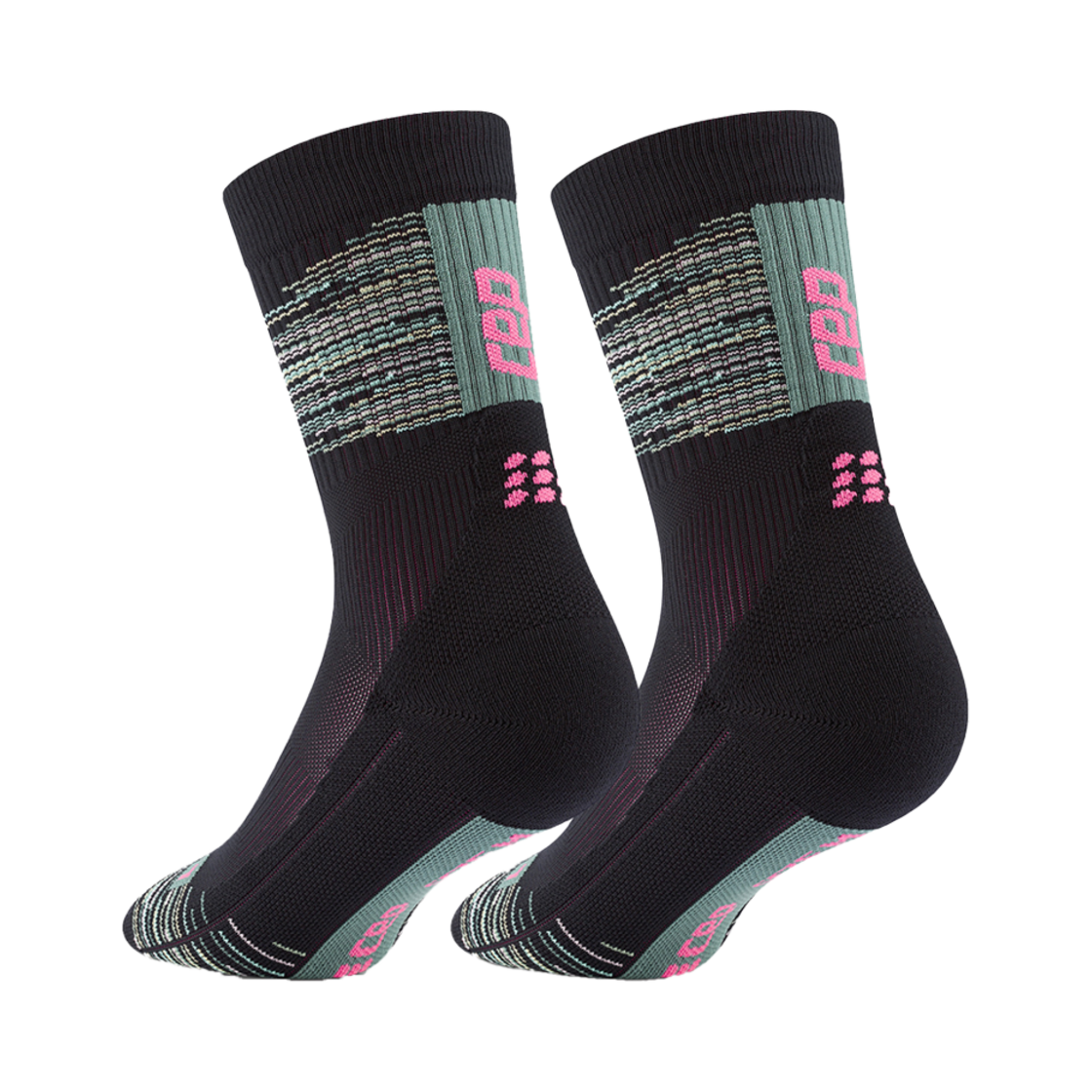 CEP 파리바이브 미드컷 삭스 블랙 그린 믹스