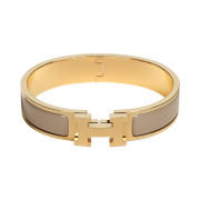 (W) Hermes Clic H Bracelet Gold & Marron Glace
