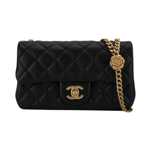 Chanel Mini Flap Bag Lambskin & Gold Black