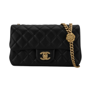 Chanel Mini Flap Bag Lambskin & Gold Black