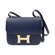 Hermes Constance III Mini 18 Bag Epsom & Gold Bleu Saphir