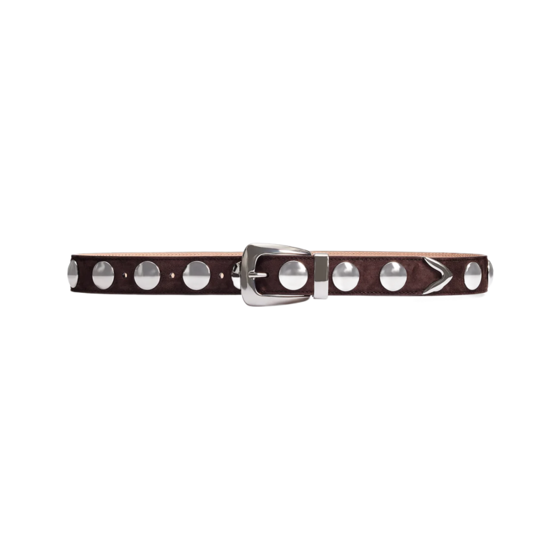 10014-726-899 (W) Khaite Benny Belt with Stud in Coffee and Silver