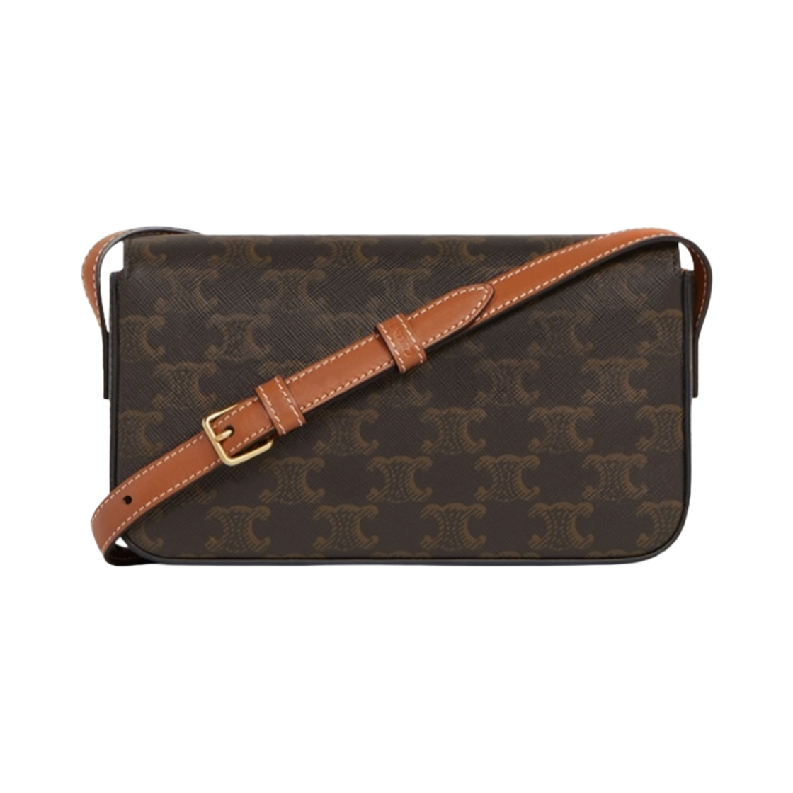 194142CUZ-04LU Celine Shoulder Bag Claude in Triomphe Canvas Calfskin Tan - #3