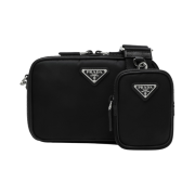 Prada Re-Nylon and Saffiano Leather Brique Bag Black