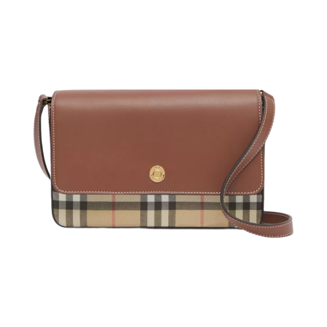 버버리 미니 빈티지 체크 레더 노트백 아카이브 베이지 탄(Burberry Mini Vintage Check Leather Note Bag Archive Beige Tan) - 1