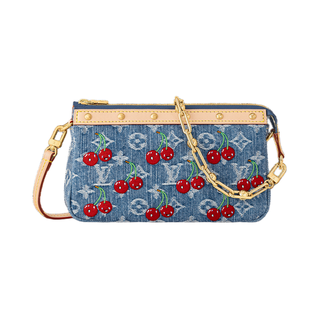 루이비통 x 무라카미 타카시 포쉐트 악세수아 모노그램 체리 데님(Louis Vuitton x Murakami Takashi Pochette Accessoires Monogram Cherry Denim) - 1
