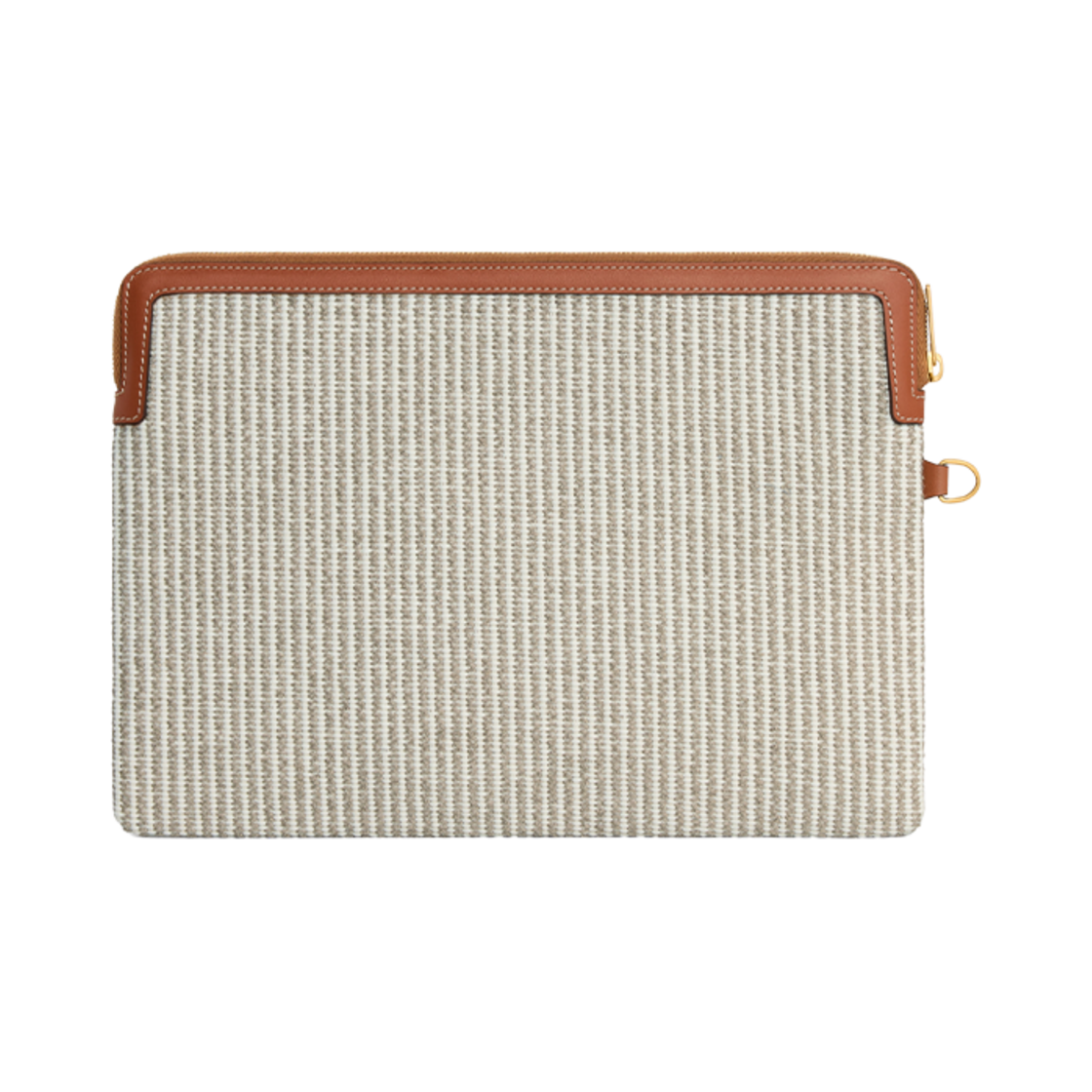 셀린느 스몰 파우치 스트랩 퀴르 트리옹프 스트라이프 텍스타일 카프스킨 베이지(Celine Small Pouch with Strap Cuir Triomphe in Striped Textile Calfskin Beige) - 4