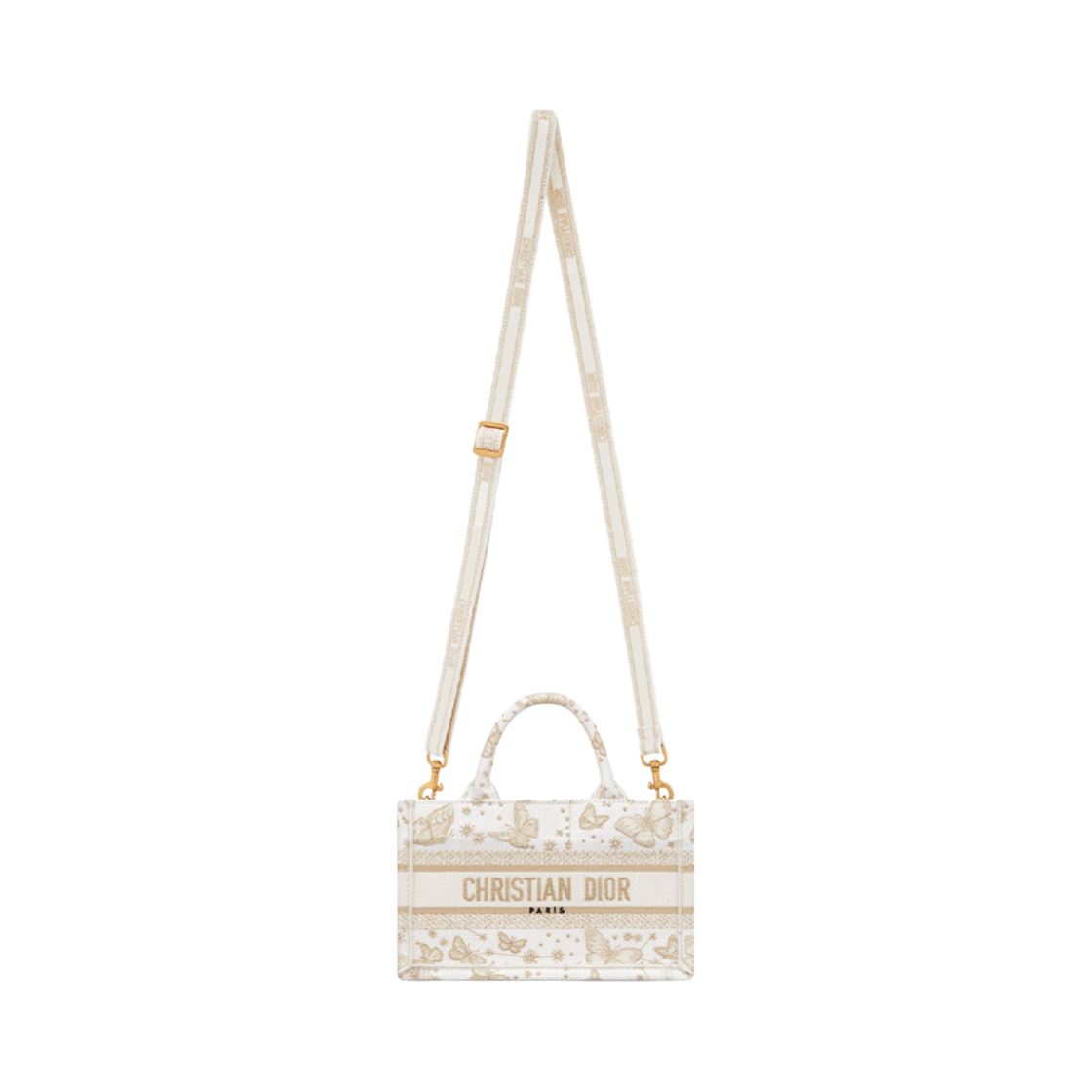 디올 미니 디올 북 토트백 스트랩 골드 톤 화이트 버터플라이 조디악(Dior Mini Dior Book Tote with Strap Gold Tone White Butterfly Zodiac) - 2