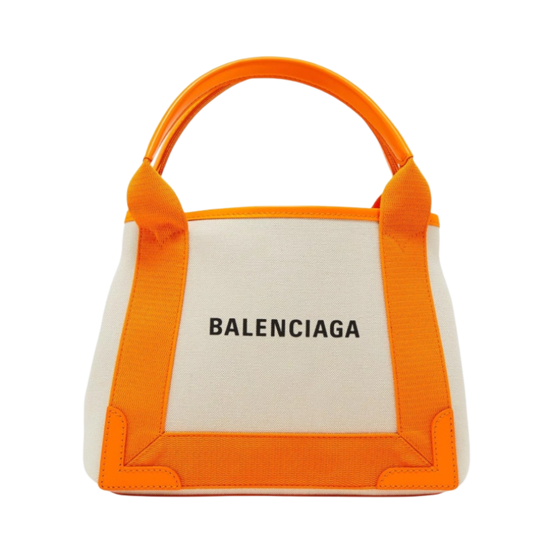 발렌시아가 네이비 카바스 XS 토트백 내츄럴 팝 오렌지