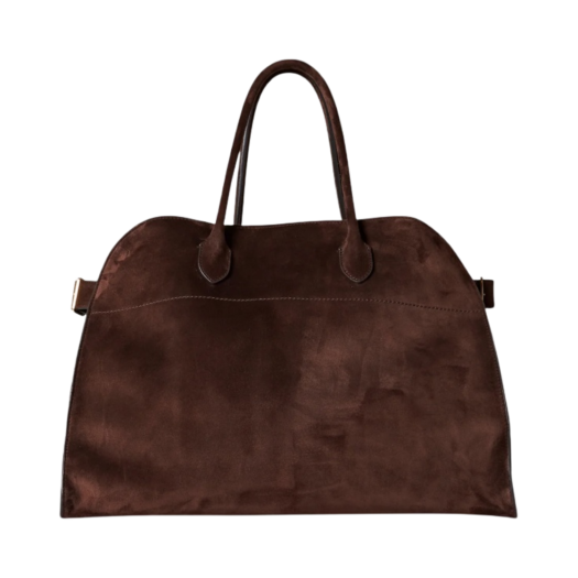 The Row Soft Margaux 17 Bag in Suede Mocha
