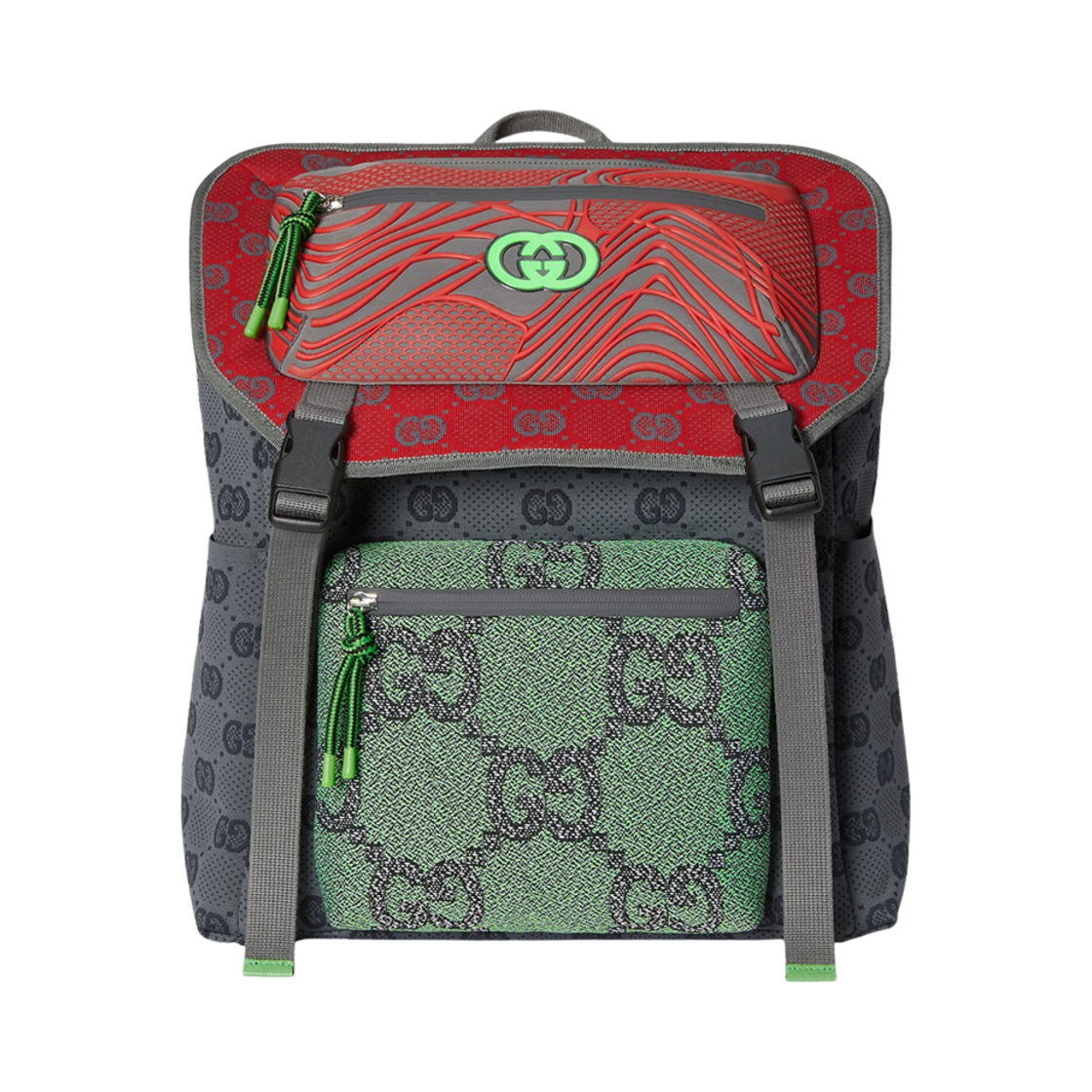 구찌 GG 나일론 백팩 그레이 멀티컬러 나일론(Gucci GG Nylon Backpack Grey Multicolour Nylon) - 1