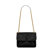 Saint Laurent Niki Baby Chain Bag In Crinkled Vintage Leather Noir