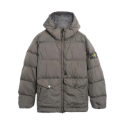 Stone Island 40723 Crinkle Reps Hooded Down Jacket Lead - 24FW