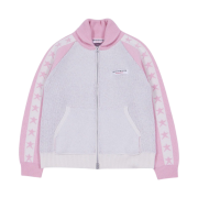 The Museum Visitor Sky Love Jacquard Collar Knit Zip Up Pink