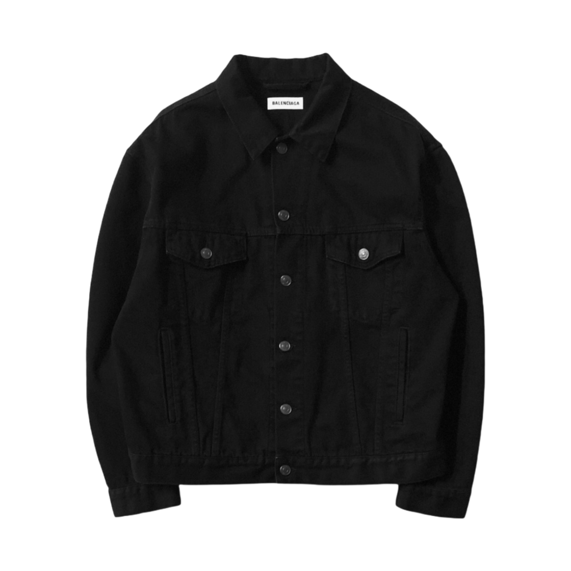 발렌시아가 로고 데님 자켓 블랙(Balenciaga Logo Denim Jacket Black) - 2
