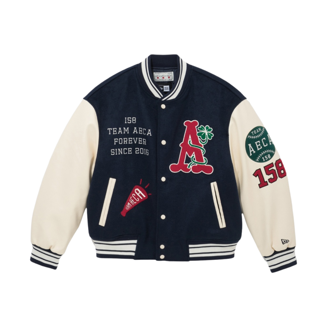 뉴에라 x 에이카 화이트 바시티 자켓 네이비(New Era x Aeca White Varsity Jacket Navy)