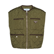 (W) Prada Quilted Light Re-Nylon Vest Military Green