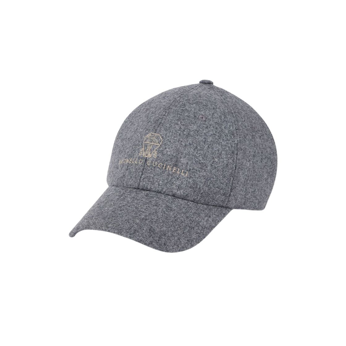 M038P9850-CGQ69 Brunello Cucinelli Virgin Wool Flannel Baseball Cap with Embroidery Medium Grey