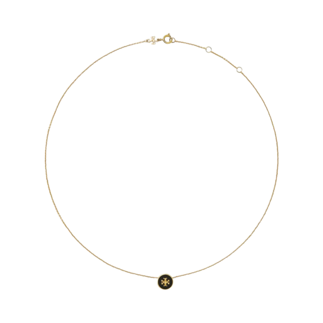 (W) 토리버치 키라 에나멜 펜던트 네클리스 토리 골드 블랙((W) Tory Burch Kira Enamel Pendant Necklace Tory Gold Black) - 1