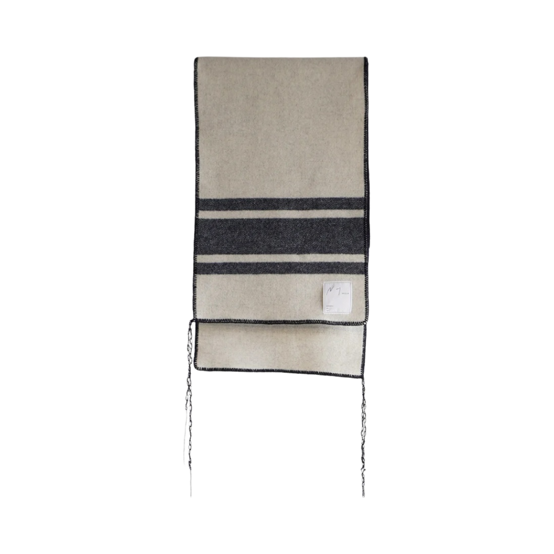 ANC-GD09 Ancellm Wool Blanket Scarf Light Gray Navy