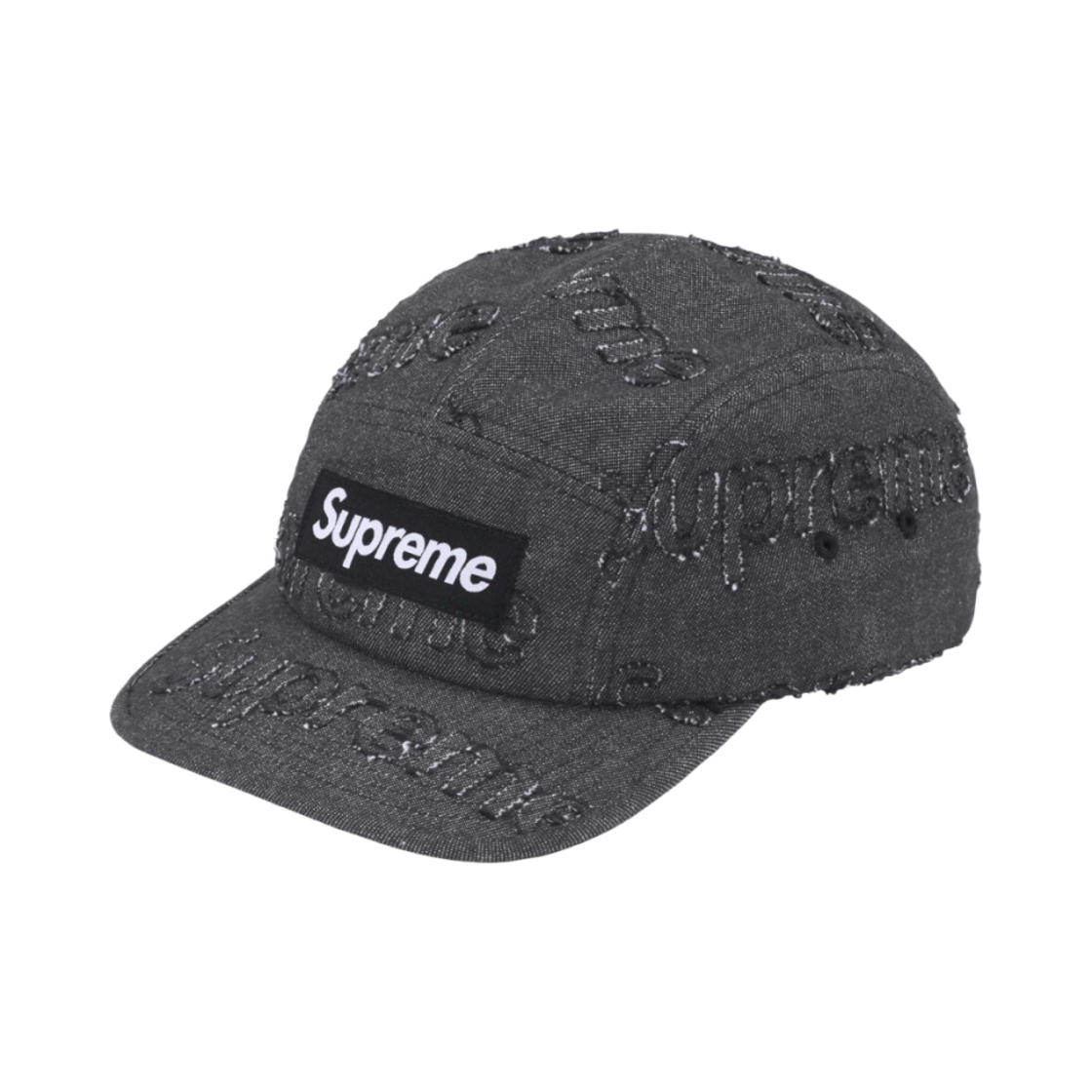 - Supreme Lasered Denim Camp Cap Black - 24FW - 대표 이미지 #1
