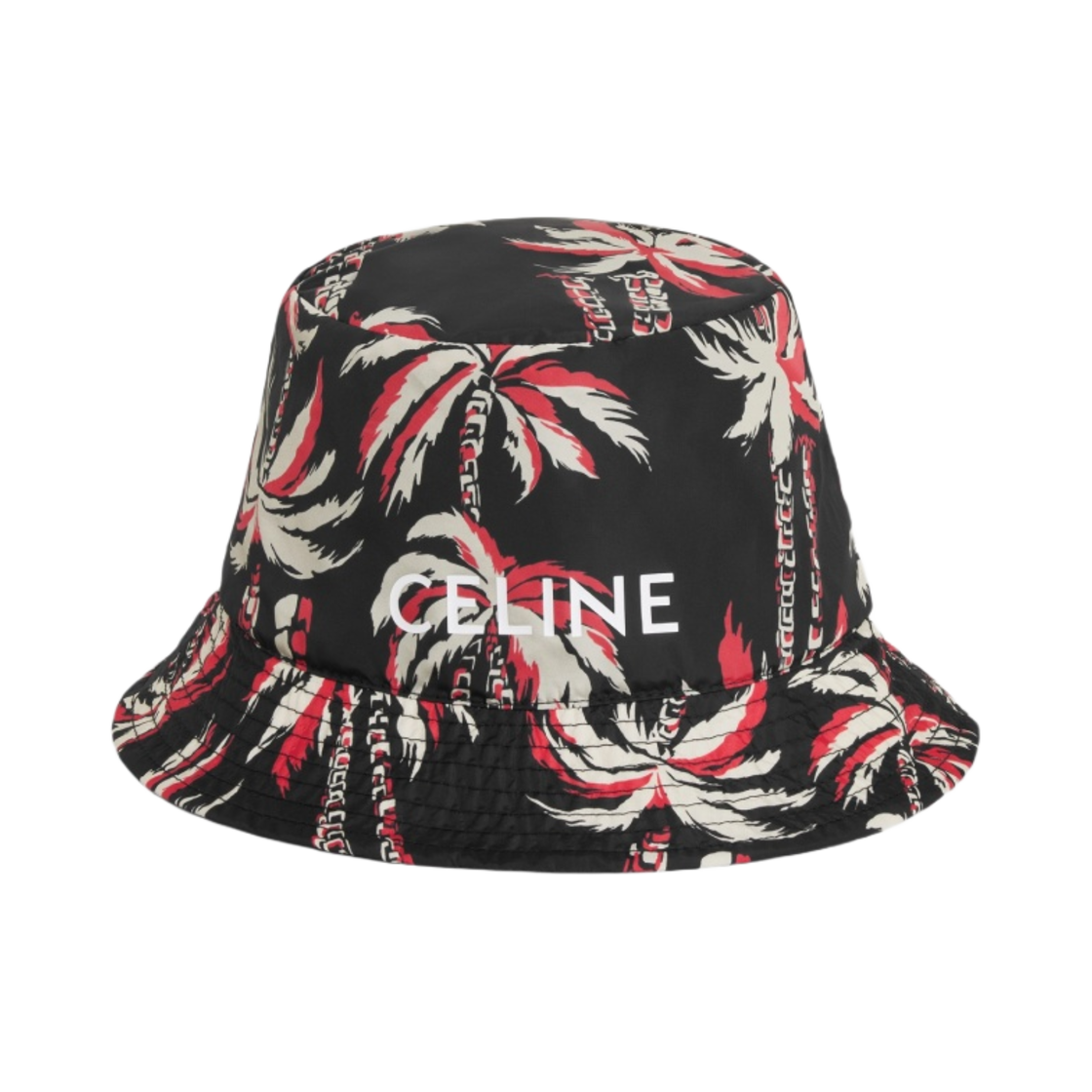 셀린느 나일론 팜 트리 버킷햇 느와르 에크루 루즈(Celine Palm Tree Bucket Hat in Nylon Noir Ecru Rouge) - 1