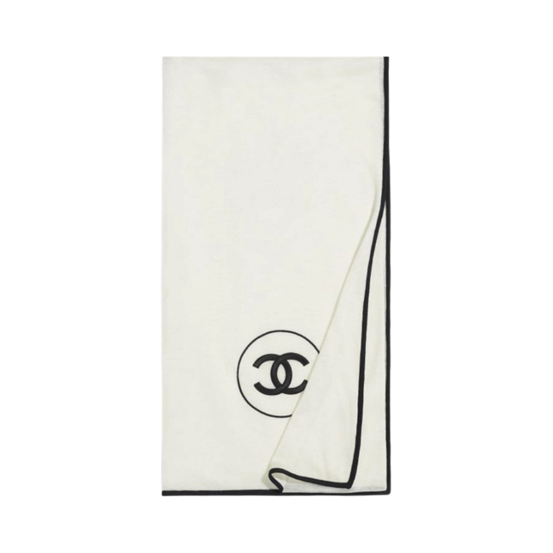 (W) 샤넬 스카프 캐시미어 실크 & 아이보리 블랙((W) Chanel Scarf Cashmere Silk & Ivory Black)