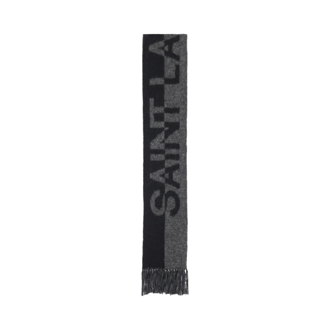 생로랑 시그니쳐 생로랑 스카프 울 니트 블랙 다크 그레이(Saint Laurent Signature Saint Laurent Scarf in Wool Knit Black Dark Grey) - 1
