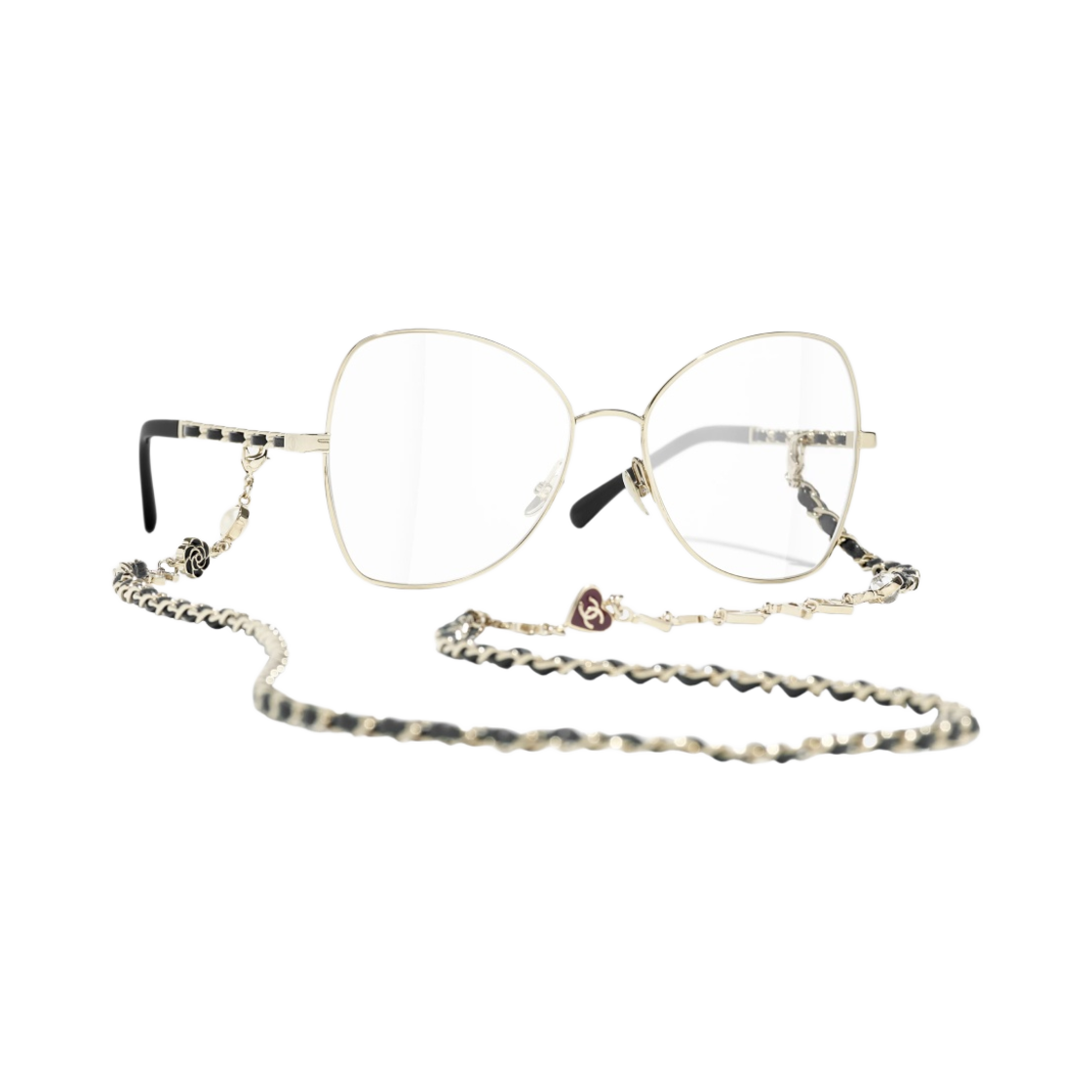 샤넬 버터플라이 프레임 메탈 카프스킨 & 골드 블랙(Chanel Butterfly Eyeglasses Metal Calfskin & Gold Black) - 2