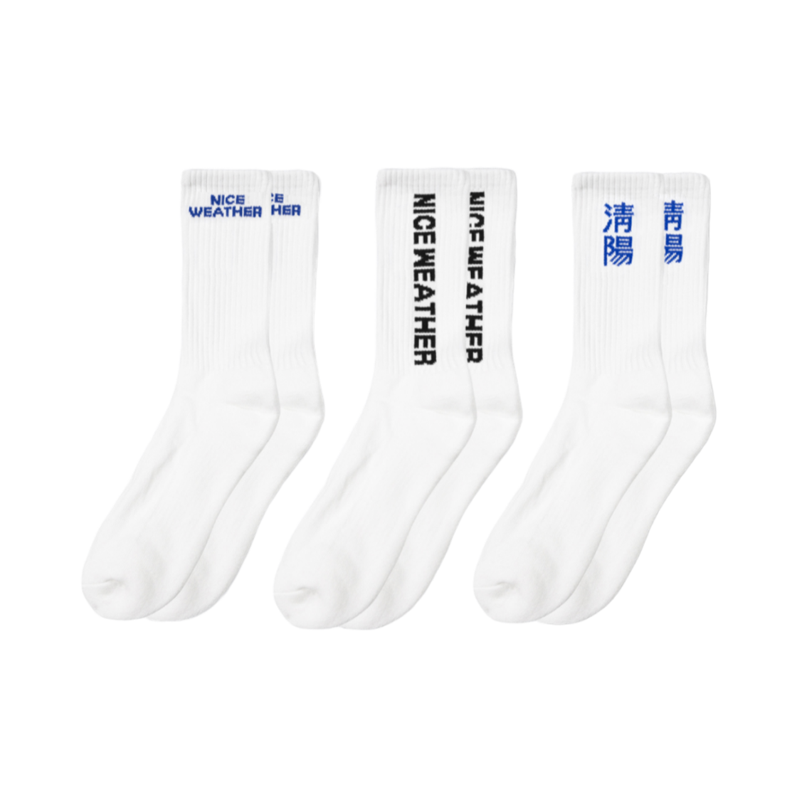S11196 Nice Weather Apparel Logo Crew Socks 1P White