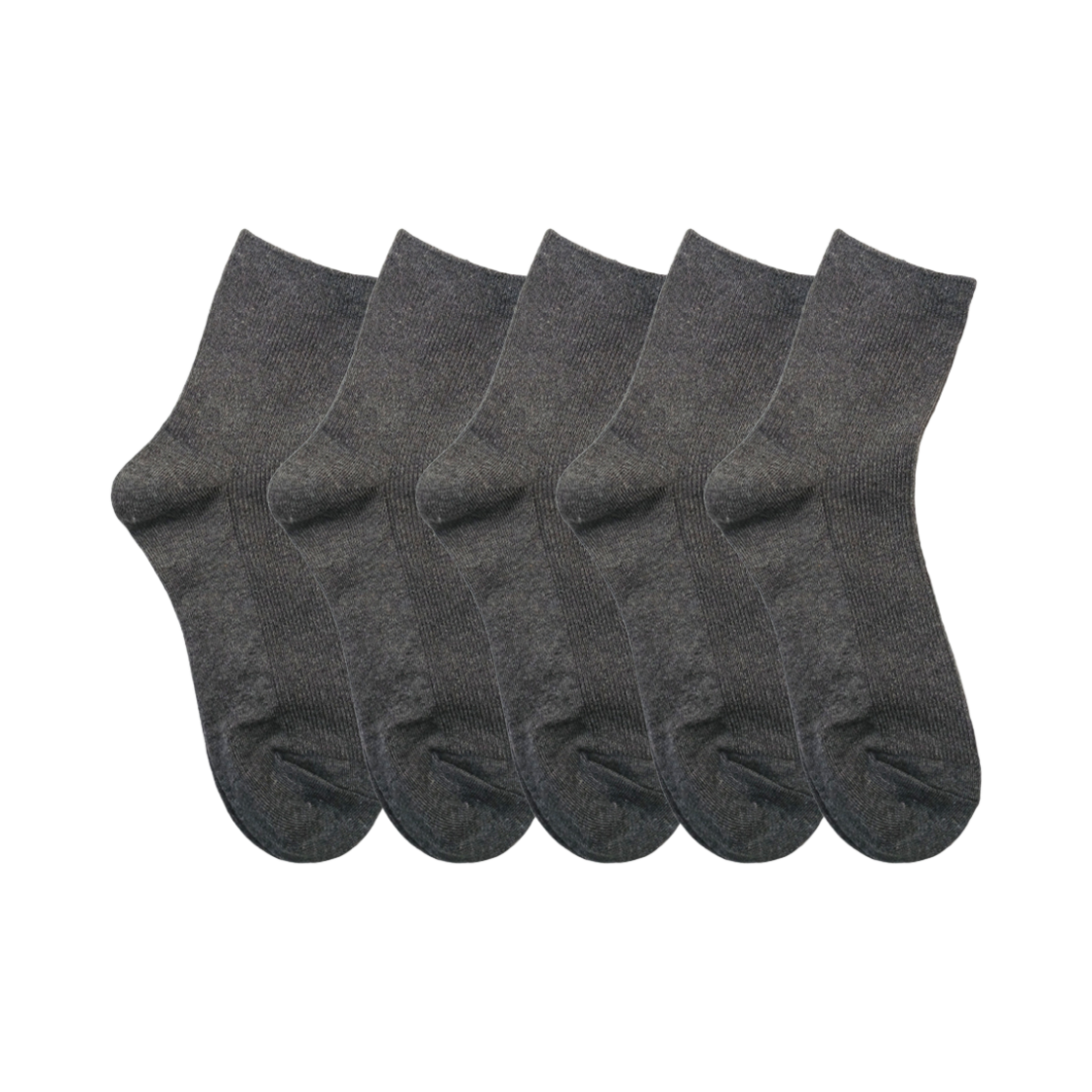 A-PK-CG_N-M (W) Aone Premium Knit Mini Socks 5-Pack Charcoal Gray