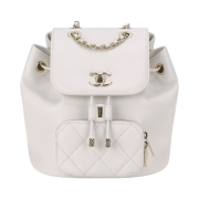 Chanel Small Backpack Grained Calfskin & Gold White