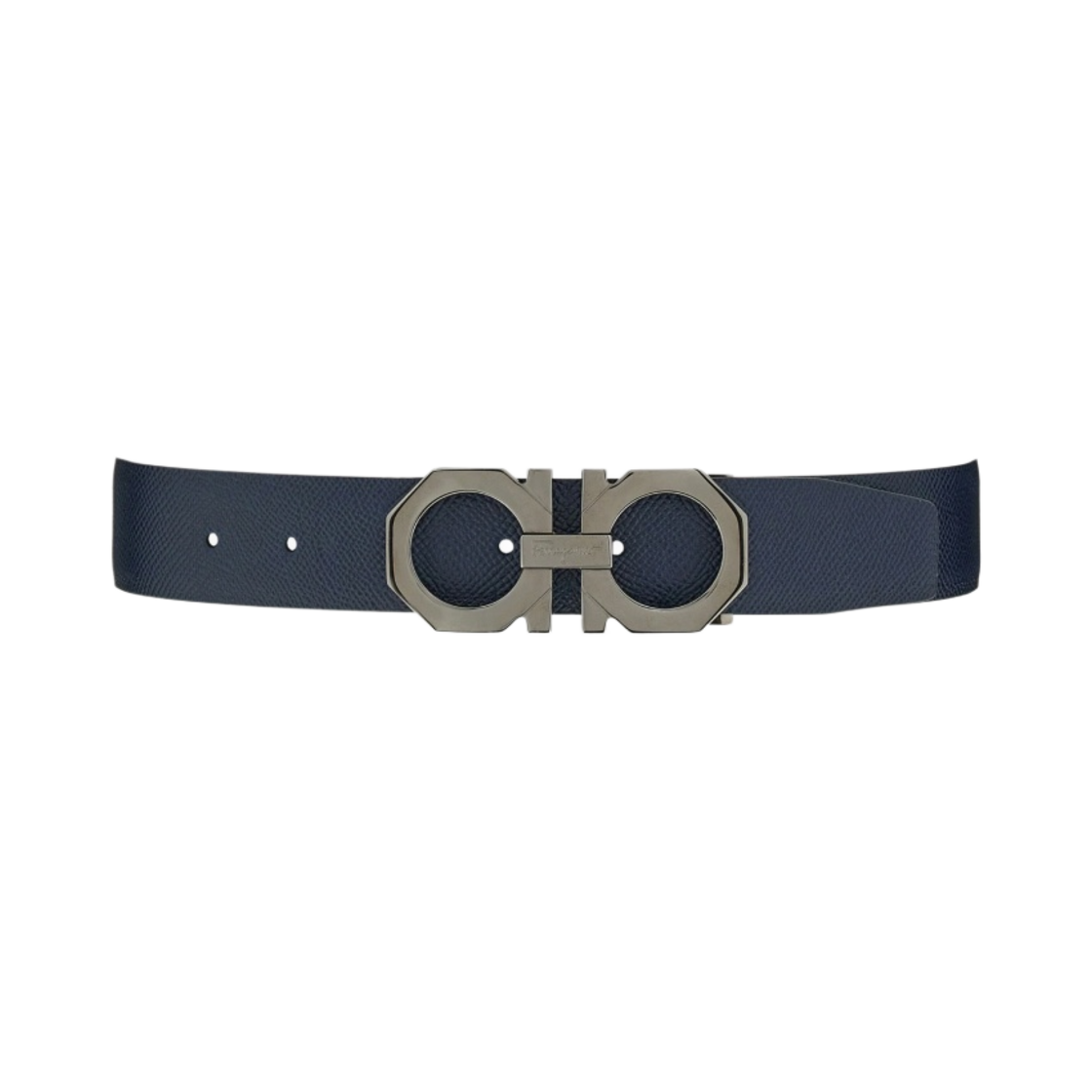 페라가모 리버시블 어드저스터블 간치니 벨트 블루 마린 블랙(Ferragamo Reversible and Adjustable Gancini Belt Blue Marine Black) - 1
