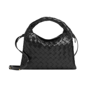 Bottega Veneta Calfskin Leather Mini Hop Crossbody Bag Black