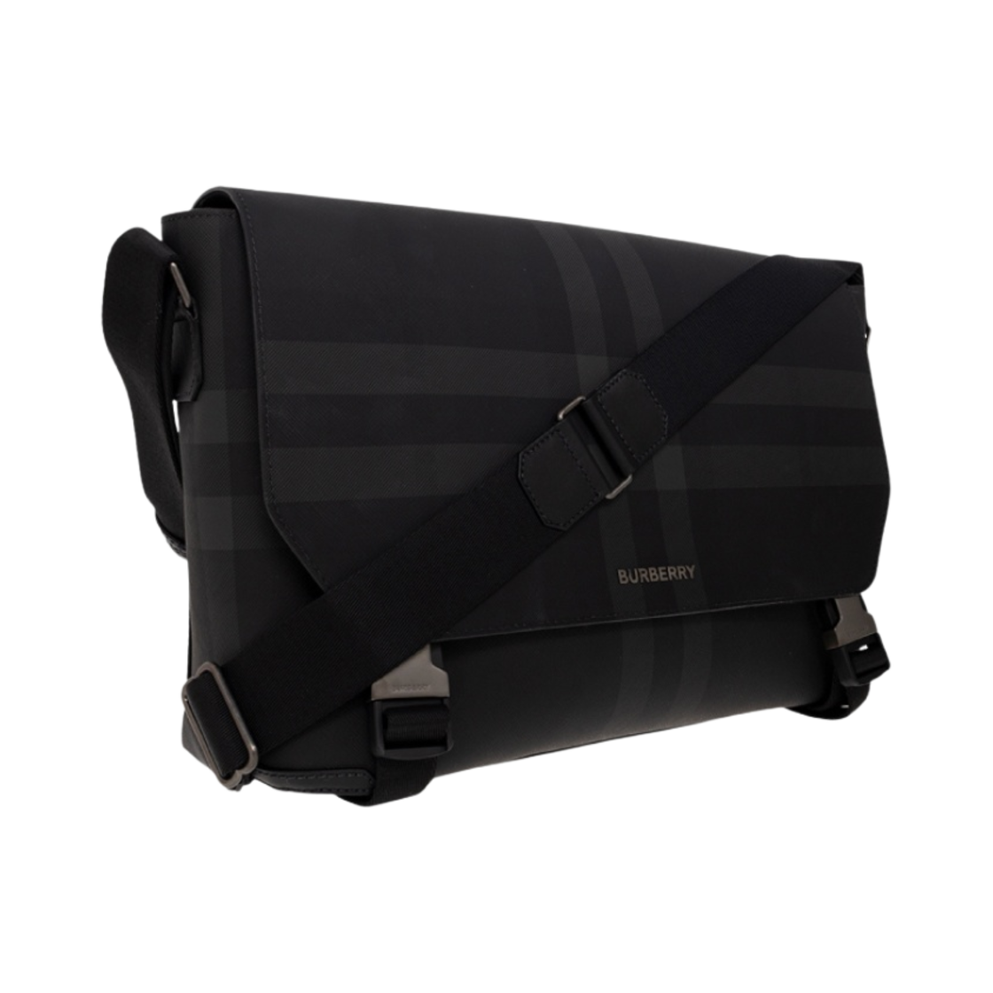버버리 체크 레더 라지 메신저백 차콜(Burberry Check Leather Large Messenger Bag Charcoal) - 2