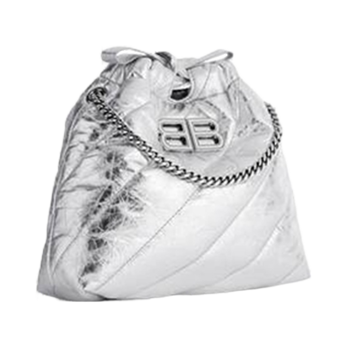 781796210IW8110 Balenciaga Crush XS Tote Bag Metallized Quilted in Silver