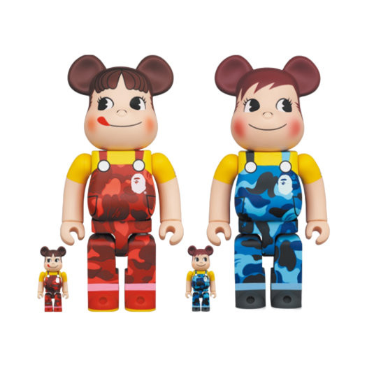 Bearbrick x BAPE Fujiya Milky Peko-chan & Poko-chan 2 Pack 100% & 400% Set
