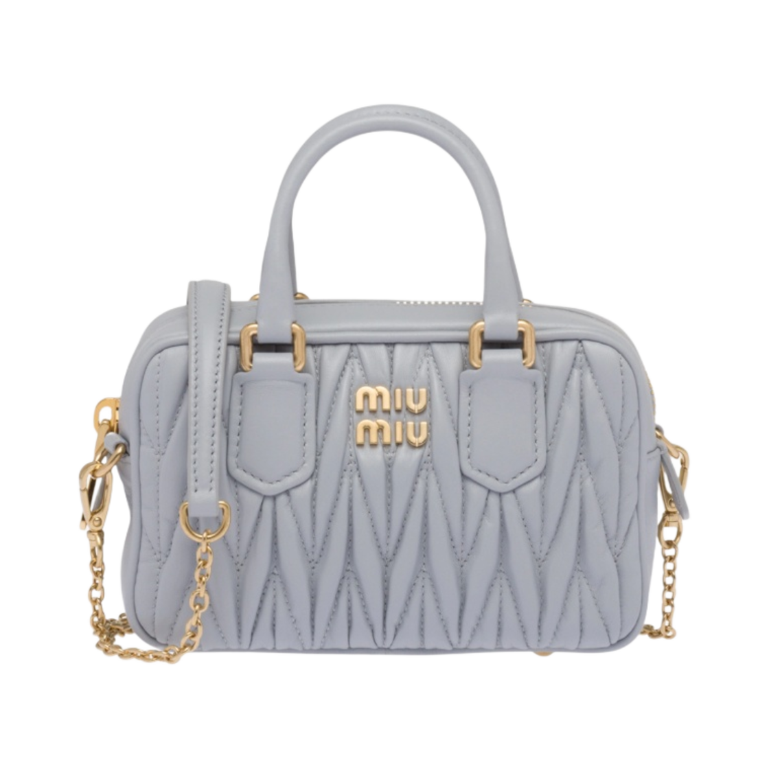미우 미우 마테라쎄 나파 가죽 탑 핸들 미니백 콘플라워(Miu Miu Matelasse Nappa Leather Top Handle Mini Bag Cornflower) - 1