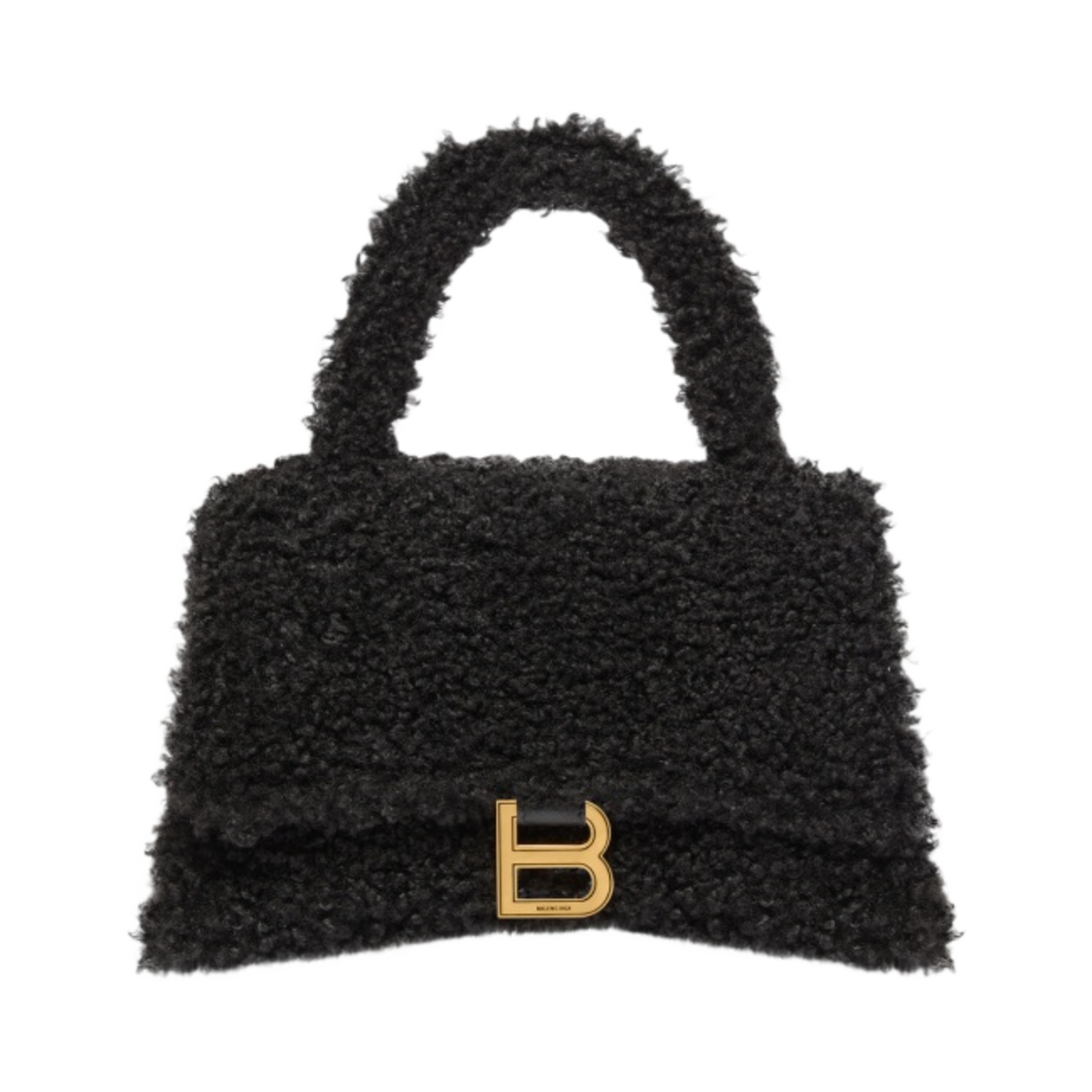 발렌시아가 퍼리 아워글래스 스트랩 스몰 핸드백 블랙(Balenciaga Furry Hourglass Small Handbag with Strap Black) - 1