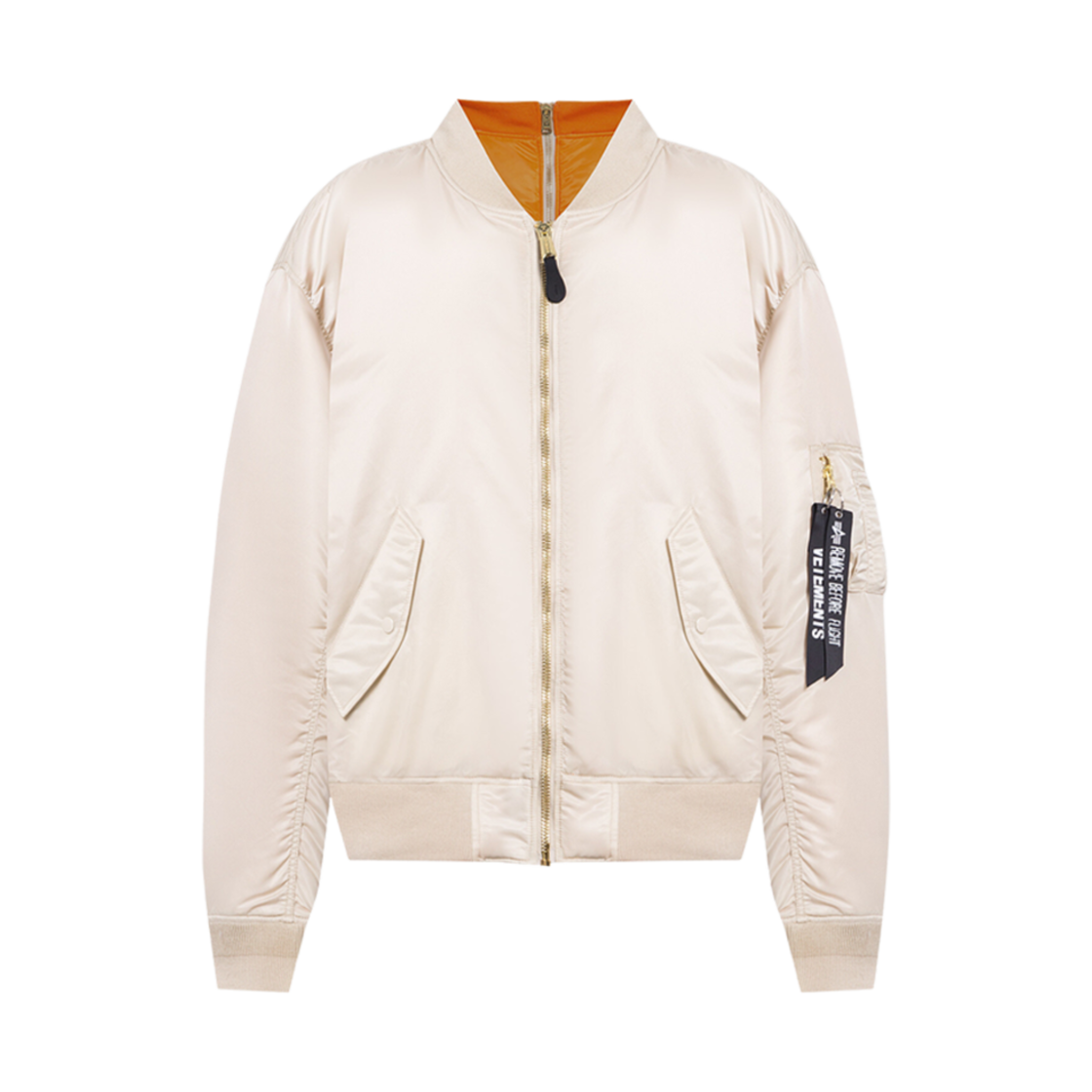 베트멍 x 알파 인더스트리 더블 지퍼 봄버 자켓 크림(Vetements x Alpha Industries Double Zip Bomber Jacket Cream)