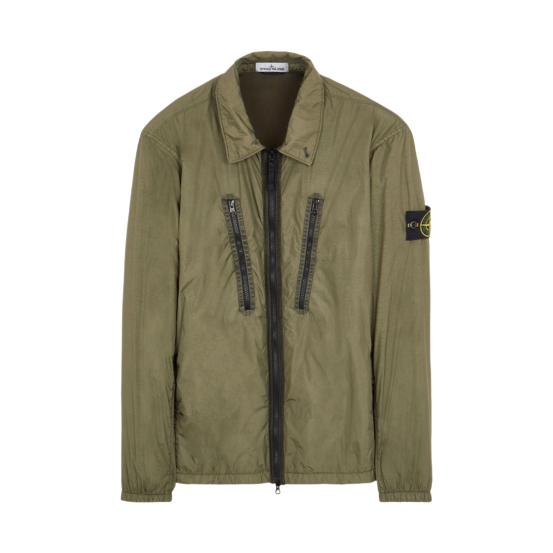 751510523-V0055 Stone Island 10523 Garment Dyed Crinkle Reps Overshirt Olive - 21FW